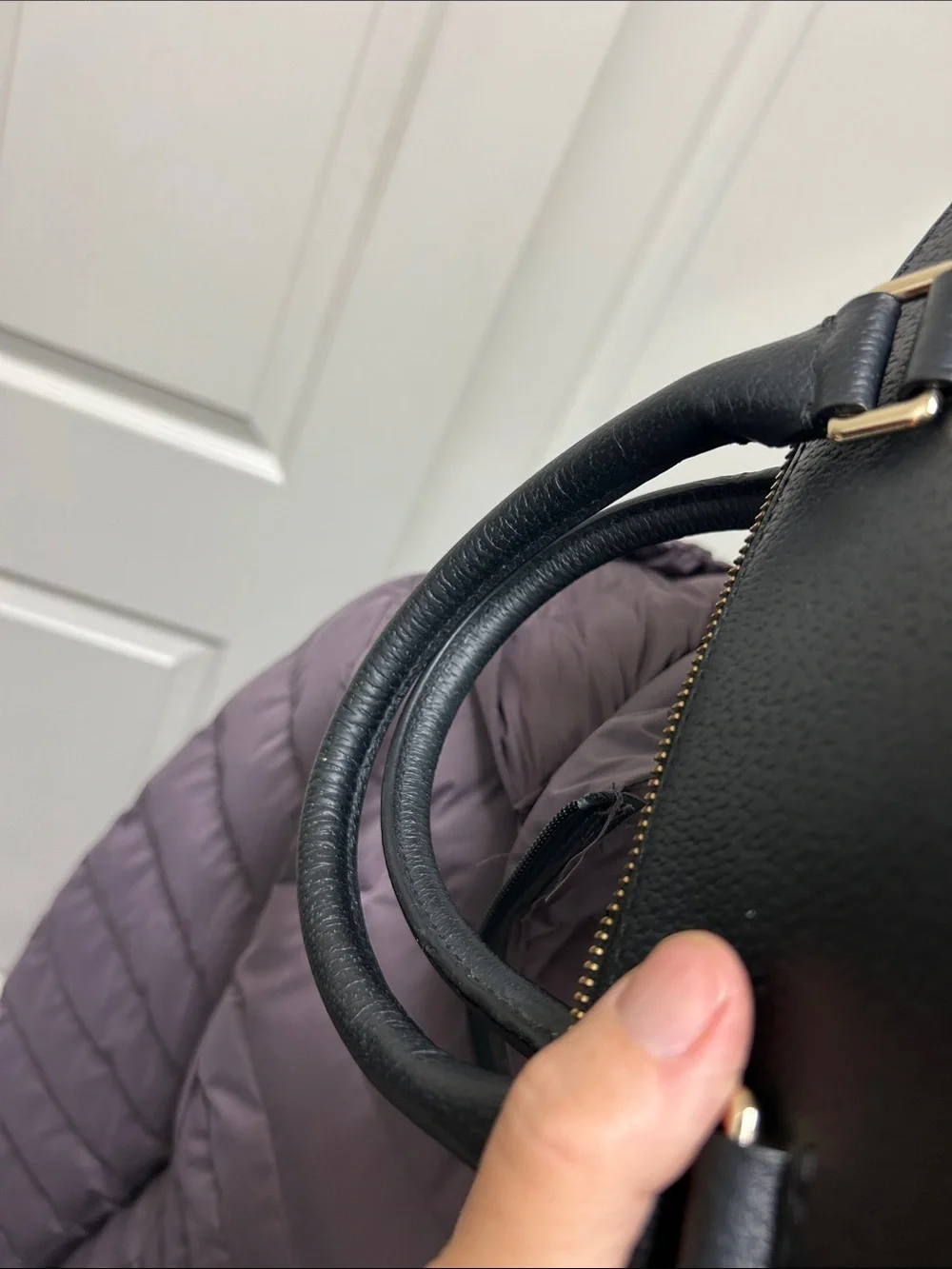 kate spade black leather satchel with gold hardware